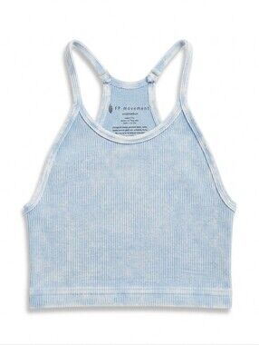 Free People Women's Light Blue Ribbed Crop Tank